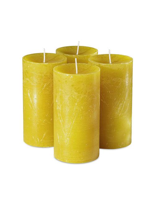yellow 6 inch green apple fragrance set of 4 pillar candles - 18287425 - Very Small Image - 1