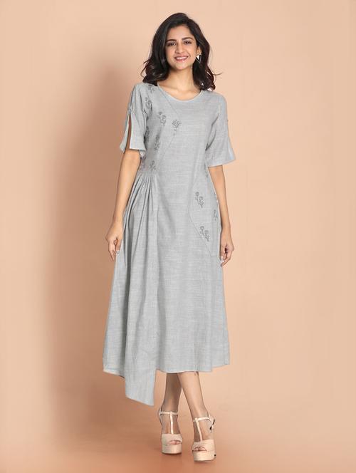 women's asymmetric floral dress - 18287542 - Very Small Image - 1