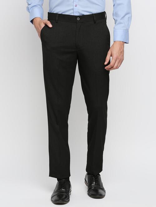 black solid flat front trousers formal trouser - 18287628 - Very Small Image - 1