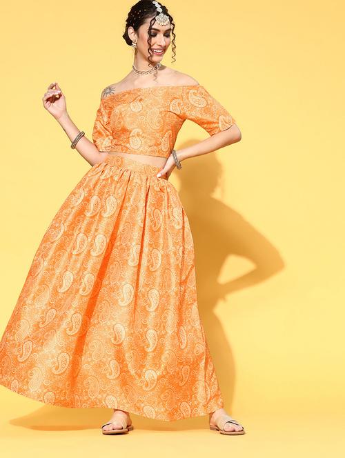 yellow art silk skirt top  set - 18287886 - Very Small Image - 1