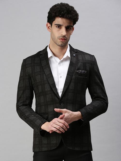 black checked single breasted casual blazer - 18289550 - Very Small Image - 1