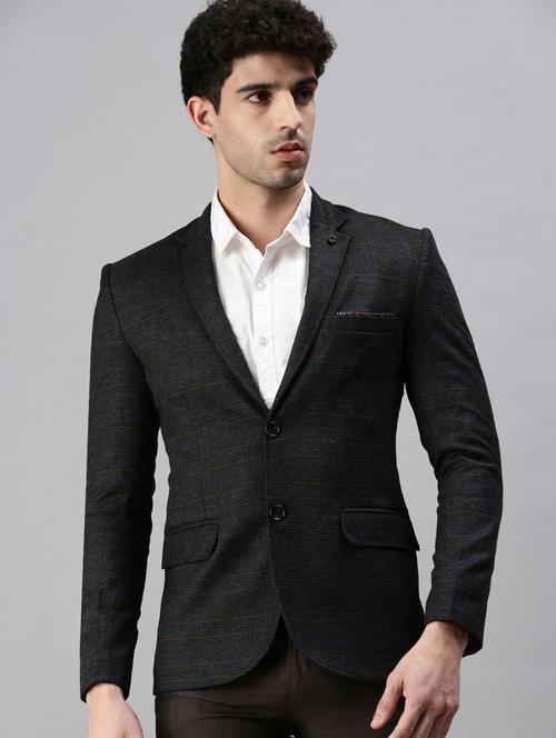 Black Checked Single Breasted Casual Blazer - 18289551 - Very Small Image - 1