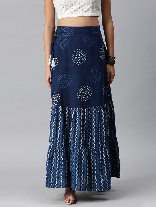blue printed a-line skirt - 18289822 - Very Small Image - 1