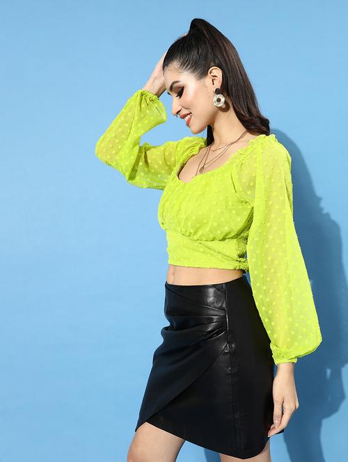 women's crop square neck top - 18290092 - Very Small Image - 1