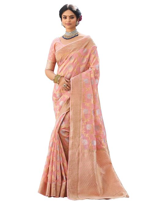 pink linen saree - 18290698 - Very Small Image - 1