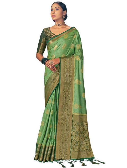 green silk saree with blouse - 18290754 - Very Small Image - 1