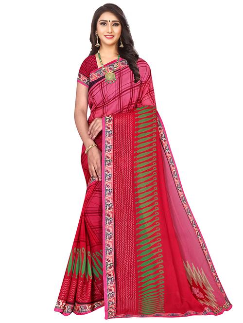 pink georgette printed saree - 18290883 - Very Small Image - 1