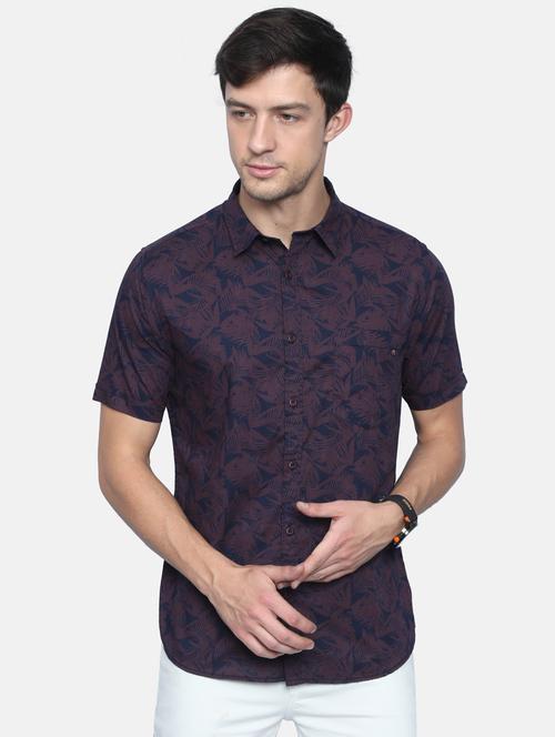 navy-blue printed casual shirt - 18291046 - Very Small Image - 1