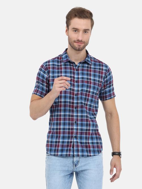 navy blue checkered casual shirt - 18291059 - Very Small Image - 1