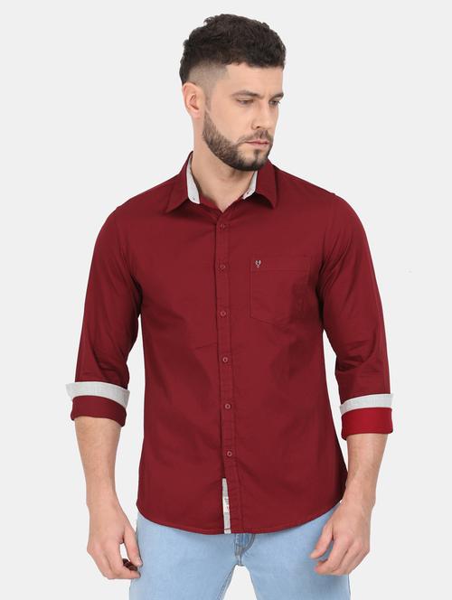 red solid casual shirt - 18291068 - Very Small Image - 1