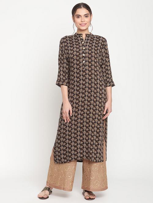 black rayon kurta palazzo  set - 18291450 - Very Small Image - 1