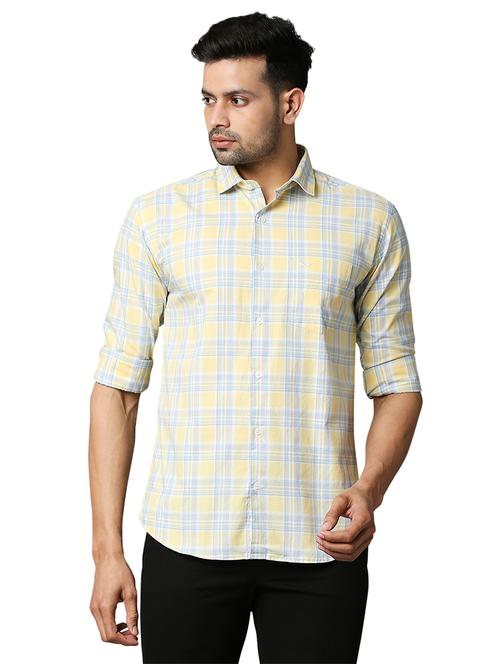 yellow checkered casual shirt - 18291639 - Very Small Image - 1