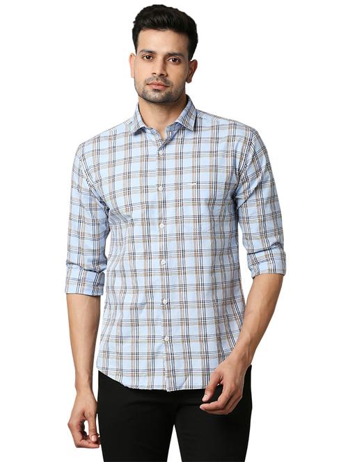 blue checkered casual shirt - 18291641 - Very Small Image - 1