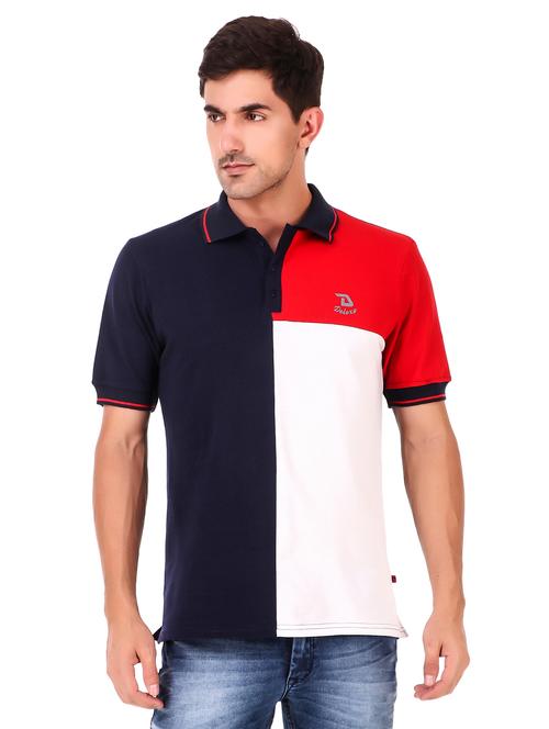 navy blue color block t-shirt - 18292367 - Very Small Image - 1