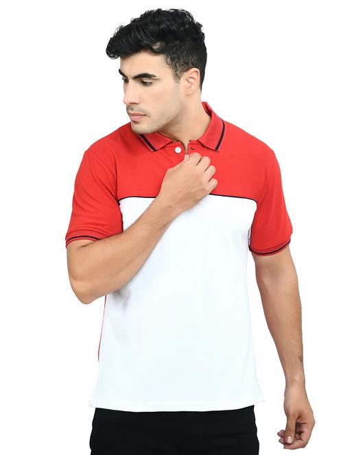 white color block polo t-shirt  - 18292377 - Very Small Image - 1