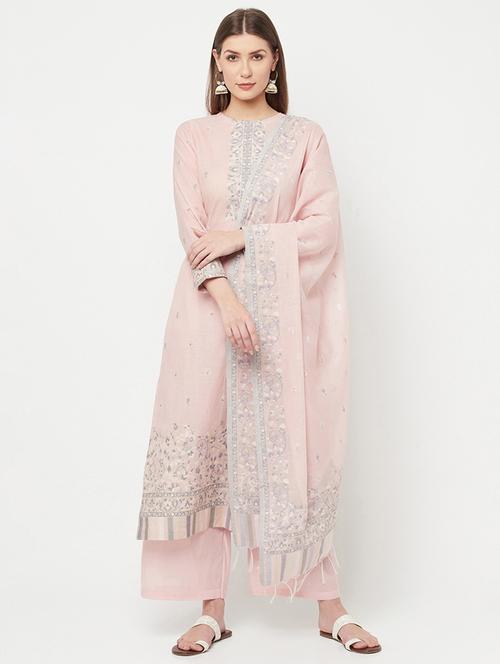 embroidered unstitched palazzo suit set - 18294320 - Very Small Image - 1