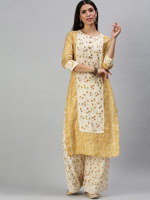 women floral round neck kurta palazzo set  - 18294907 - Very Small Image - 1