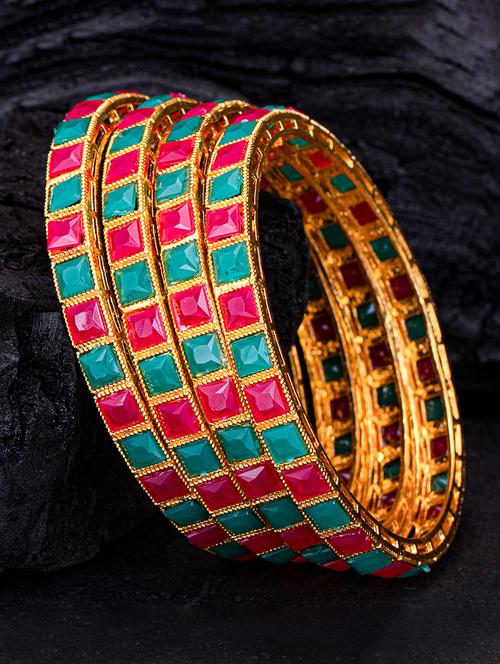 set of 4 multi colored metal bangle - 18295213 - Very Small Image - 1