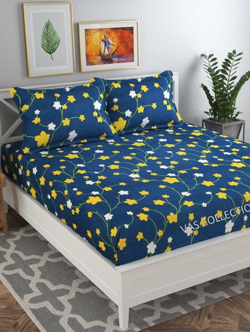 vas collections 144tc double bedsheet with 2 pillow covers - supersoft microfiber - breathable & wrinkle free - 3 pcs set - 18297254 - Very Small Image - 1