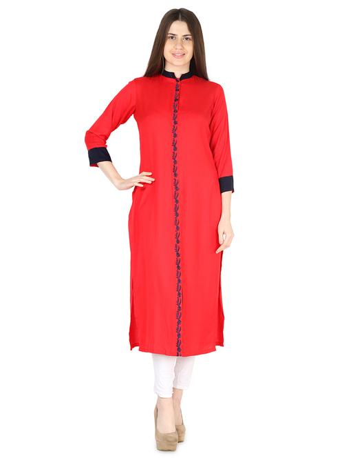women's straight kurta - 18297329 - Very Small Image - 1