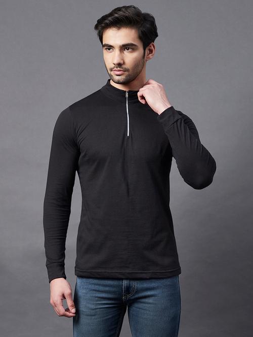 men solid long sleeve zipped t-shirt - 18297510 - Very Small Image - 1