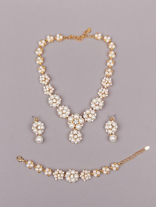 high quality white beaded necklace set - 18298033 - Very Small Image - 1
