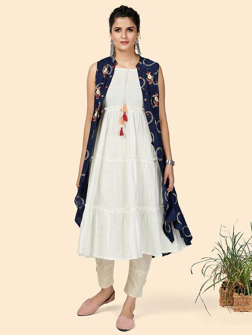 blue cotton anarkali kurta - 18298220 - Very Small Image - 1