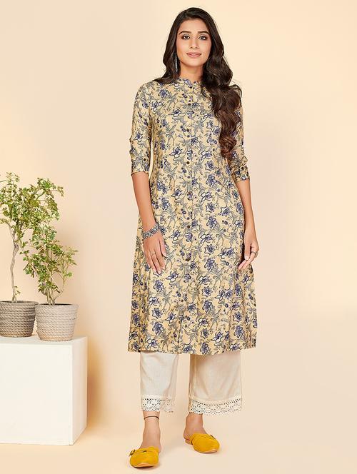 blue printed a-line kurta - 18298358 - Very Small Image - 1