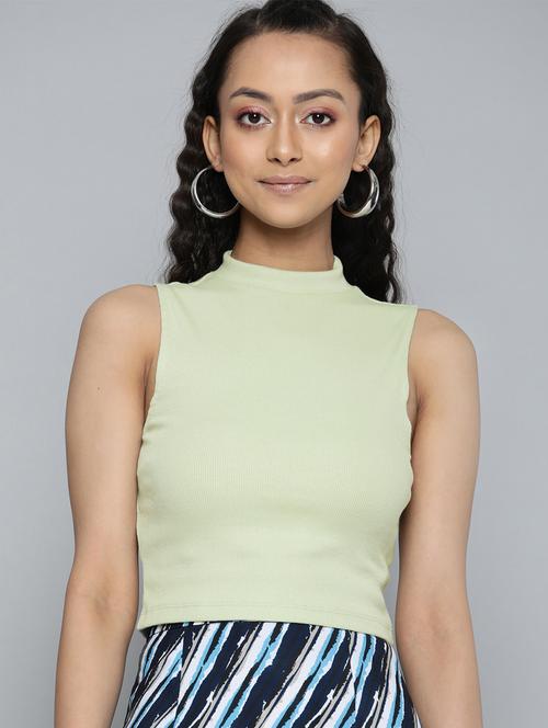 sleeveless solid crop top - 18298446 - Very Small Image - 1