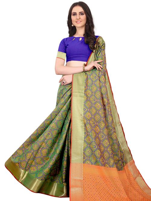self design woven saree with blouse - 18299666 - Very Small Image - 1