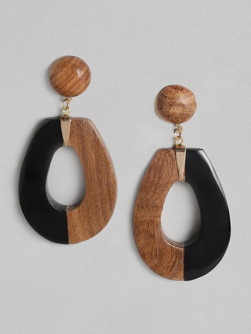 black wood drop earring - 18299789 - Very Small Image - 1