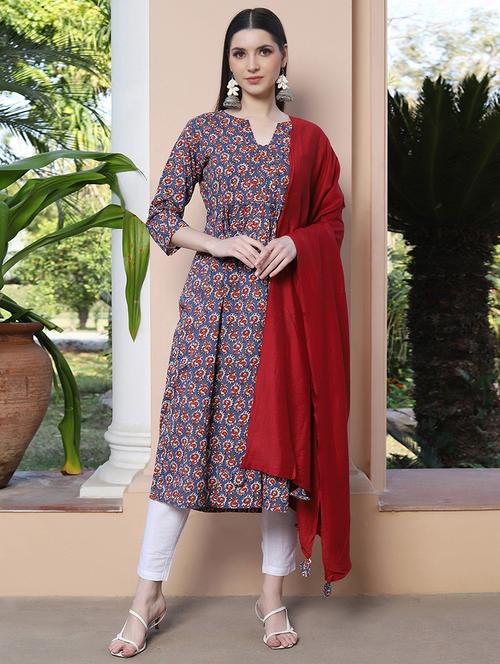 navy cotton suit  set - 18300546 - Very Small Image - 1