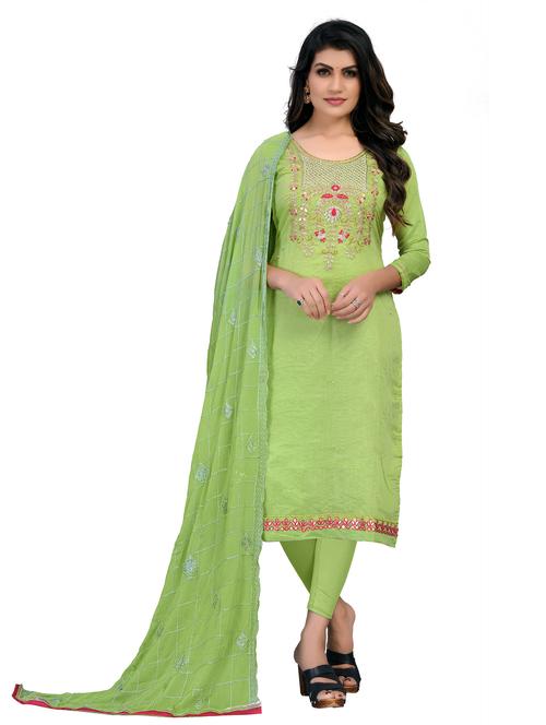 embroidered churidaar unstitched suit set  - 18301037 - Very Small Image - 1