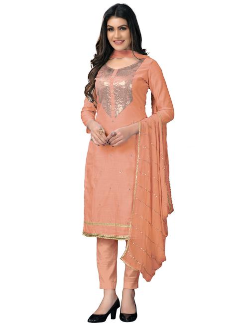 embroidered straight pant unstitched suit set  - 18301039 - Very Small Image - 1