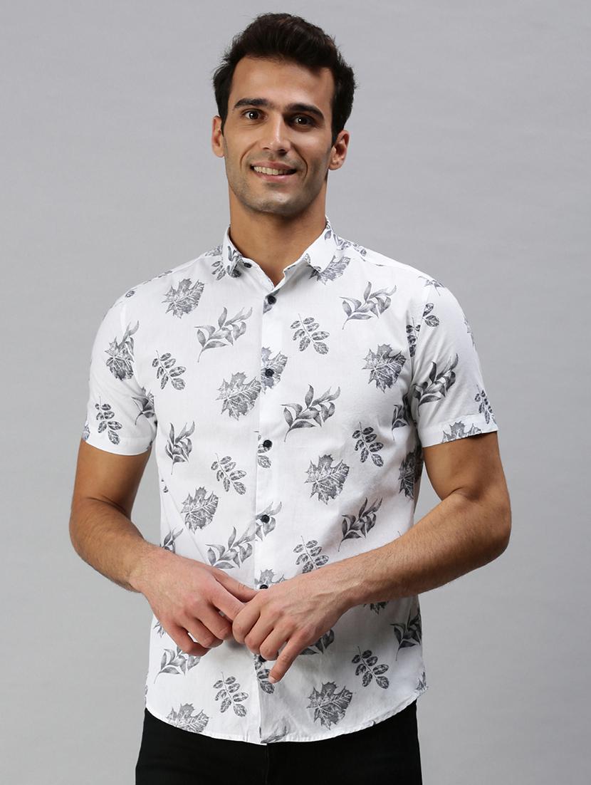 mens leaf print casual shirt - 18301723 - Standard Image - 0
