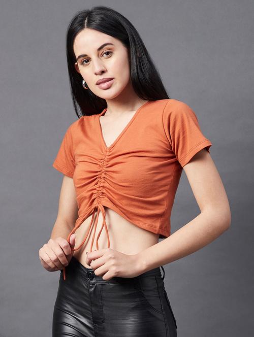 women's crop v neck top - 18301751 - Very Small Image - 1
