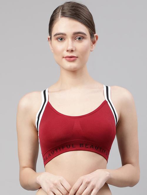 maroon solid sports bra - 18302646 - Very Small Image - 1