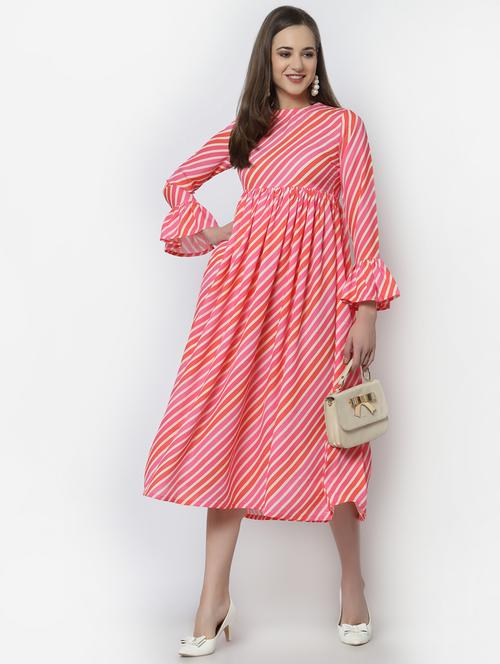 women's fit & flare striped dress - 18302848 - Very Small Image - 1