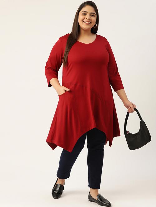 women's asymmetric v neck top - 18303727 - Very Small Image - 1