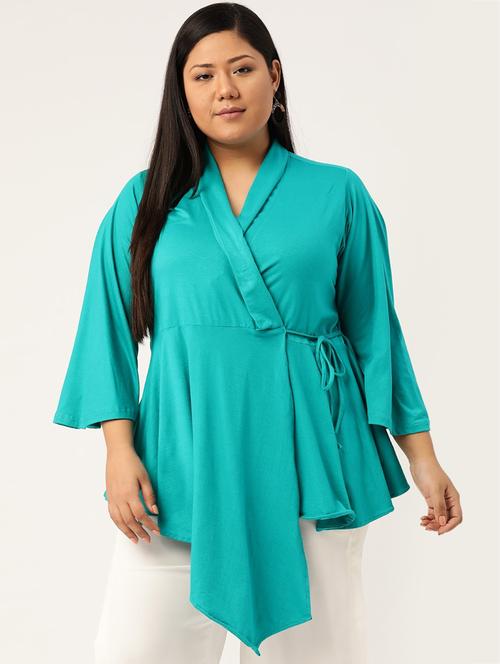 women's asymmetric overlap neck top - 18304074 - Very Small Image - 1