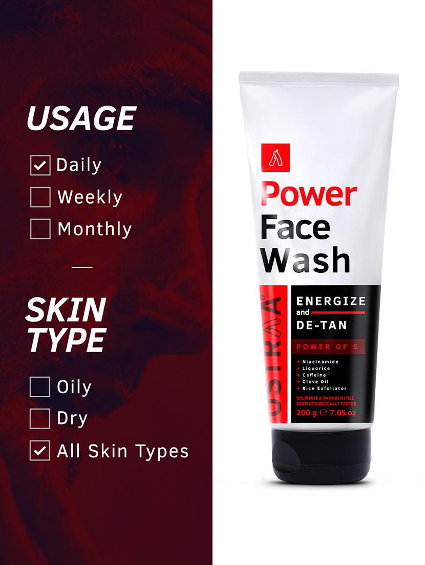 ustraa power face wash energize and de-tan - 200g - 18304095 - Standard Image - 2