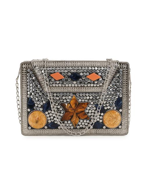 silver embellished box clutch - 18305594 - Very Small Image - 1