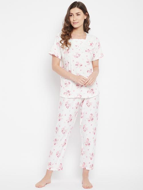 square neck printed nightwear pajama set - 18305813 - Very Small Image - 1