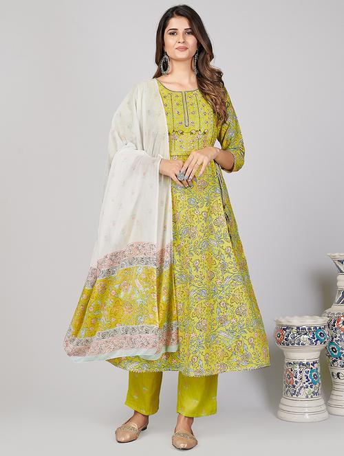 green cotton suit  set - 18306105 - Very Small Image - 1