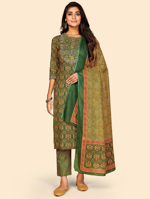 green cotton suit  set - 18306181 - Very Small Image - 1