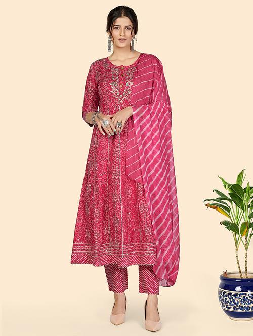 pink cotton suit  set - 18306219 - Very Small Image - 1