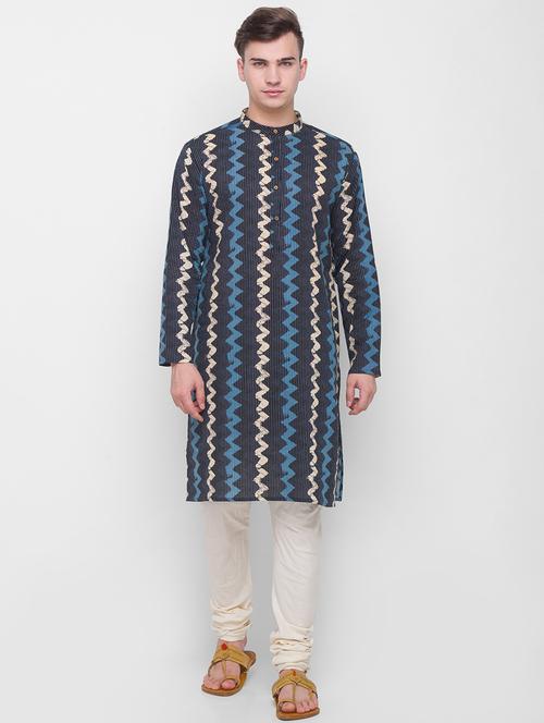 blue kaantha chevron printed kurta - 18306430 - Very Small Image - 1