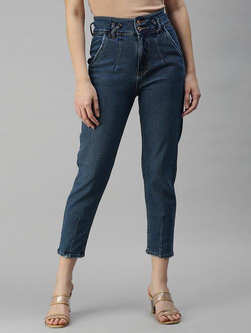high rise stone washed denim jean - 18306498 - Very Small Image - 1