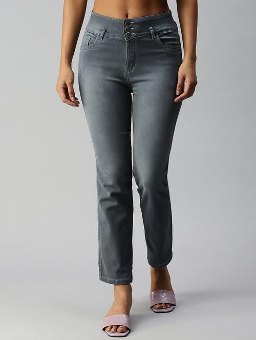 high rise stone washed denim jean - 18306541 - Very Small Image - 1