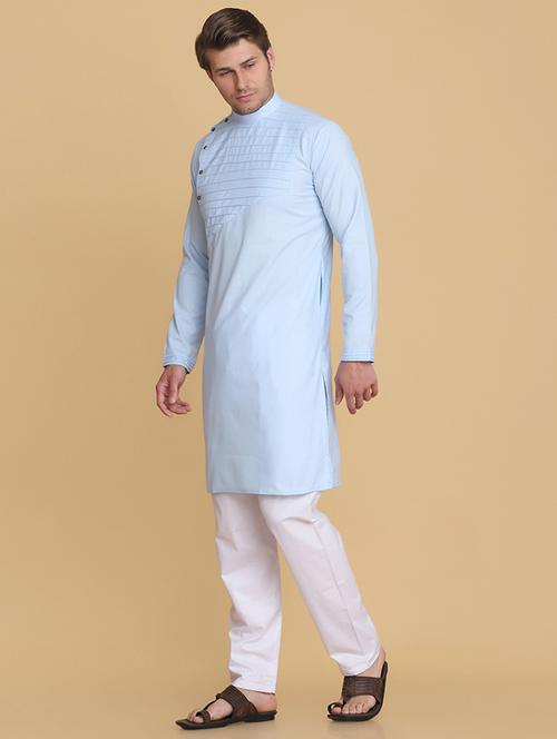 light-blue solid long kurta - 18307166 - Very Small Image - 1